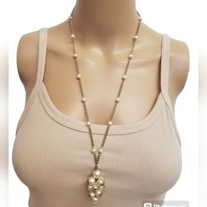 PARK LANE GOLDTONED & FAUX PEARL CHAIN NECKLACE WITH PEARL CLUSTER PENDANT